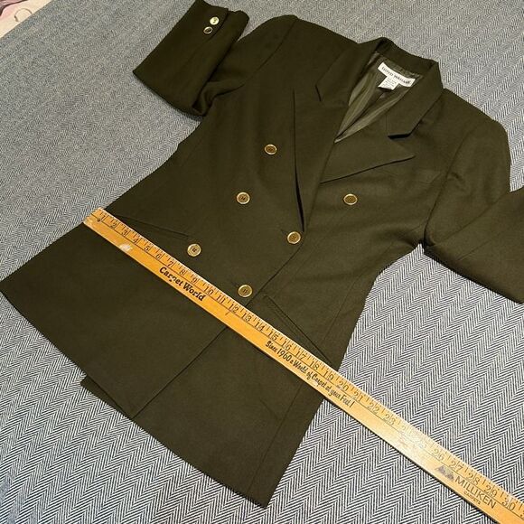 MINT VTG 80s Lloyd Williams 100% Pure Wool Olive Green Double Breasted Blazer 6 - Picture 10 of 12